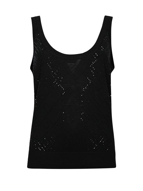 Canotta in lana merino con cristalli Nero Elisabetta Franchi | TK59B56E2188